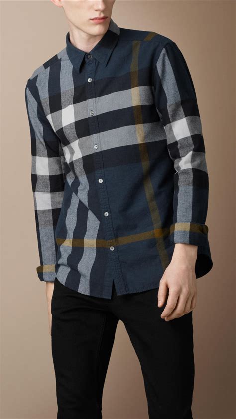 longsleeve burberry t shirt mens|Burberry flannel shirt men's.